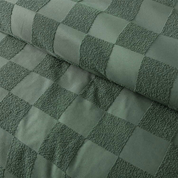 Accessorize Tipo Checked Chenille Green Quilt Doona Duvet Cover Set Single