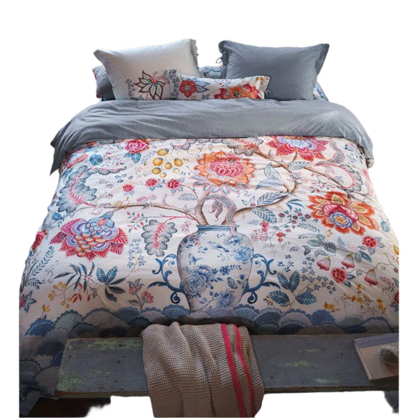 PIP Studio Tree of Life Floral Cotton Quilt Doona Duvet Cover White Super King