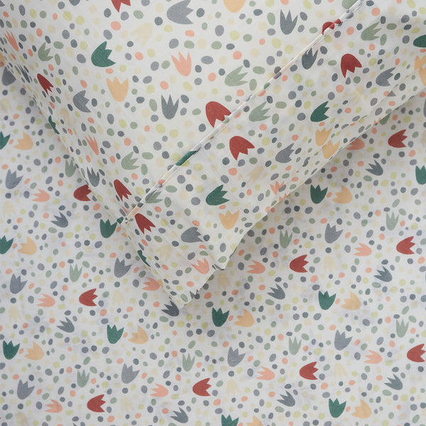 Happy Kids Dino Mania Dinosaur Cotton Flat Fitted Sheet Set Green Single