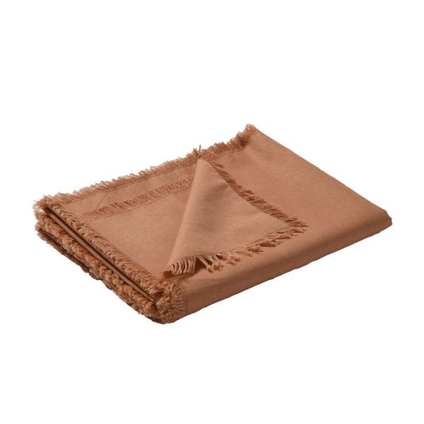 Vintage Design Homewares Gypsy Fringe Terracotta Linen Cotton Tablerunner 35 x 180cm