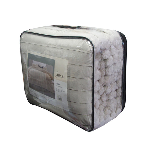 Jane Barrington Arna Channel Faux Rabbit Fur Comforter Bedspread Coverlet King