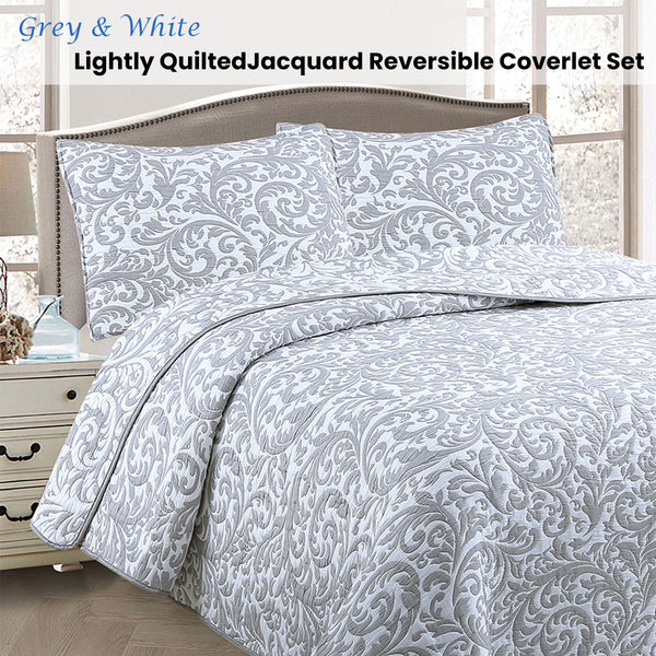 Jane Barrington Quilted Jacquard Reversible Coverlet Bedspread Comforter Queen
