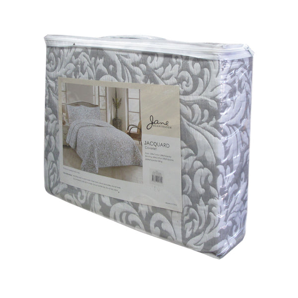 Jane Barrington Quilted Jacquard Reversible Coverlet Bedspread Comforter Queen