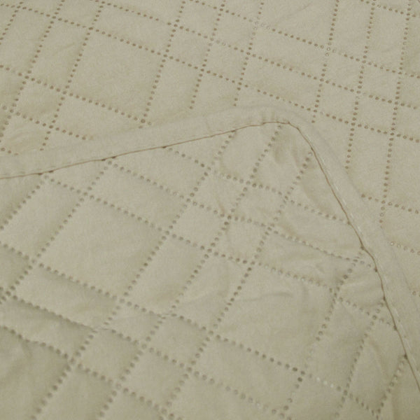 Jane Barrington Morris Quilted Reversible Coverlet Comforter Bedspread Beige King