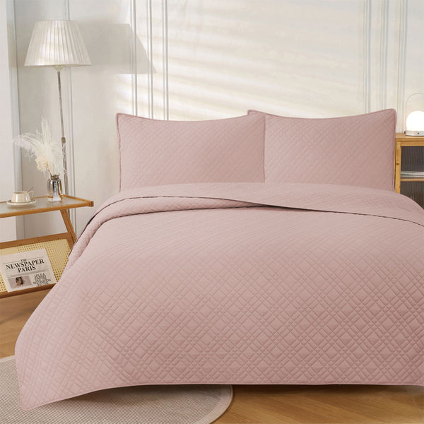 Jane Barrington Morris Quilted Reversible Coverlet Comforter Bedspread Pink Queen