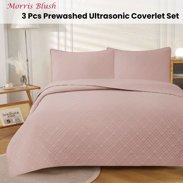 Jane Barrington Morris Quilted Reversible Coverlet Comforter Bedspread Pink Queen