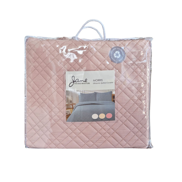Jane Barrington Morris Quilted Reversible Coverlet Comforter Bedspread Pink Queen