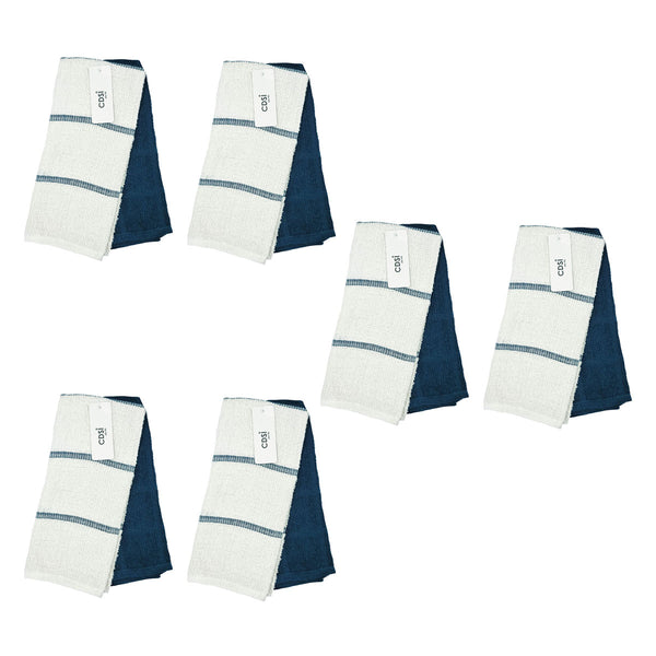 Set of 12 Rosa Navy Cotton Rich Terry Tea Towels 42 x 62cm