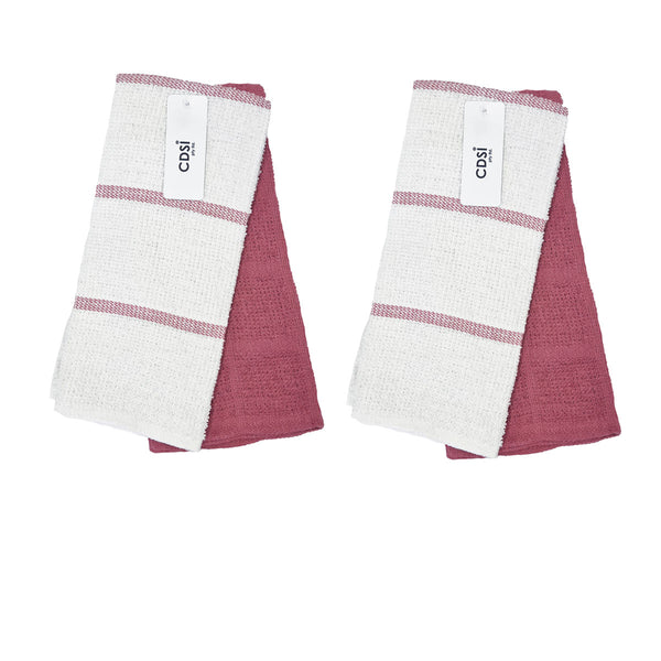 Set of 4 Rosa Cotton Rich Terry Kitchen Tea Towels 42 x 62cm Cherry