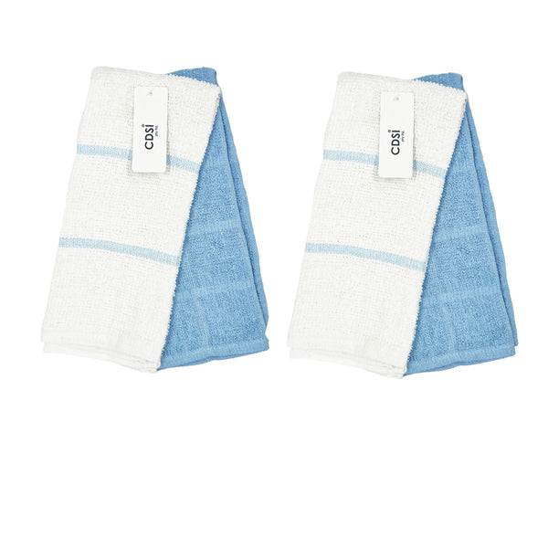 Set of 4 Rosa Cotton Rich Terry Kitchen Tea Towels 42 x 62cm Light Blue