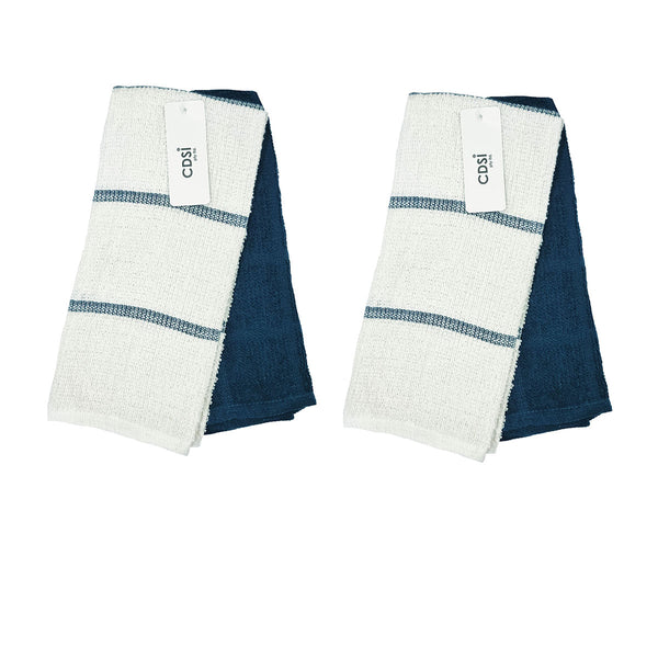 Set of 4 Rosa Cotton Rich Terry Kitchen Tea Towels 42 x 62cm Navy Blue