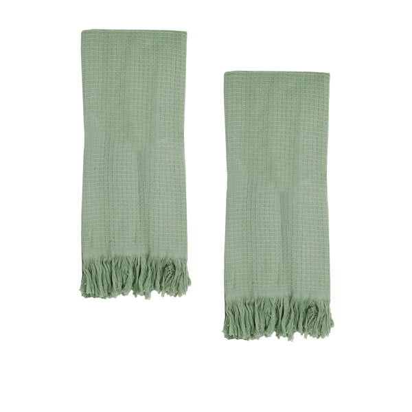 J Elliot Home 400GSM Camila Set of 2 Cotton Waffle Hand Towels 45 x 65cm Pistachio