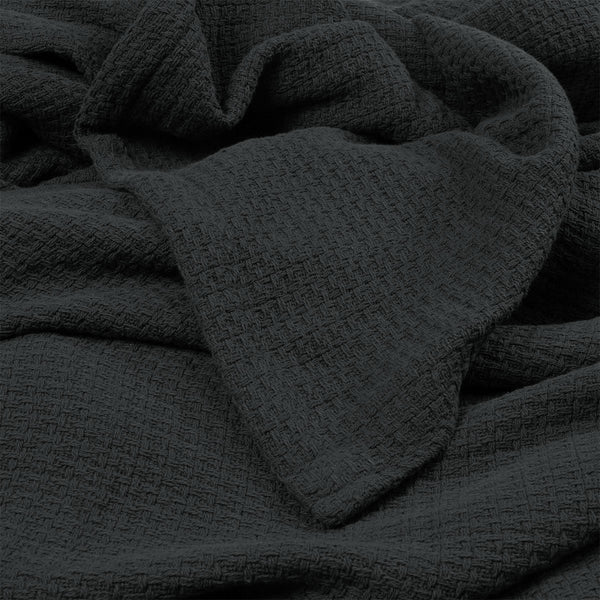 Algodon Sophie Cotton Waffle Blanket Throw Rug Queen 245 x 240cm Charcoal