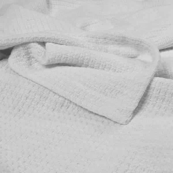 Algodon Sophie Cotton Waffle Blanket Throw Rug Queen 245 x 240cm White