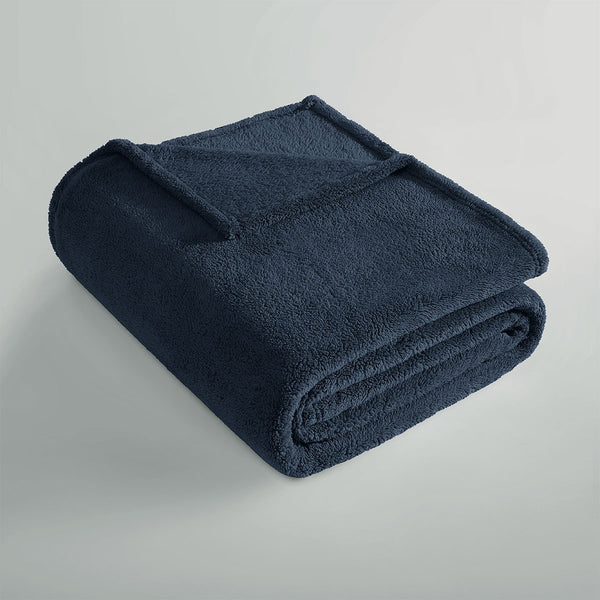 Ardor 260gsm Ultra Soft Teddy Fleece Blanket Throw Rug Queen Navy Blue