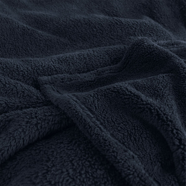 Ardor 260gsm Ultra Soft Teddy Fleece Blanket Throw Rug Queen Navy Blue
