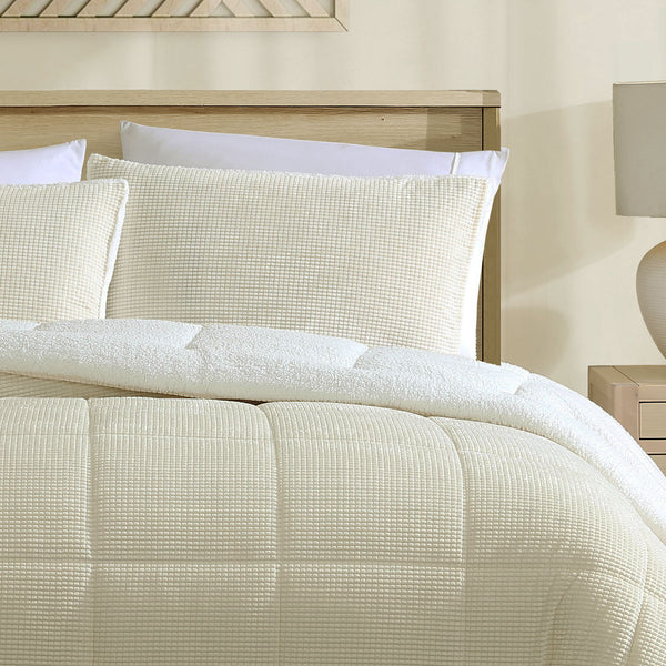 Ardor Avalon 3 Pce Velvet Sherpa Bedspread Comforter Coverlet Cream Queen / King