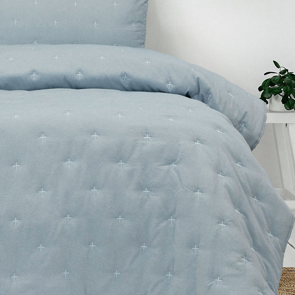 Ardor Saladin Chambray 3 Pcs Embroidered Bedspread Quilt Comforter Set Queen / King