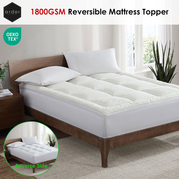 Ardor 1800GSM Microfibre Reversible Cooling Sherpa Mattress Topper Queen