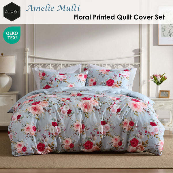 Ardor Amelie Floral Microfibre Quilt Doona Duvet Cover Set Multicolour King