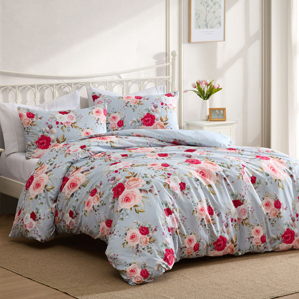 Ardor Amelie Floral Microfibre Quilt Doona Duvet Cover Set Multicolour Queen