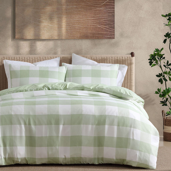 Ardor Ashlea Oversized Waffle Check Quilt Doona Duvet Cover Set Sage Queen