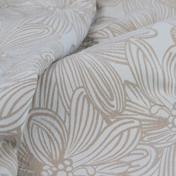 Ardor Avena Textured Floral Jacquard Quilt Doona Duvet Cover Almond King