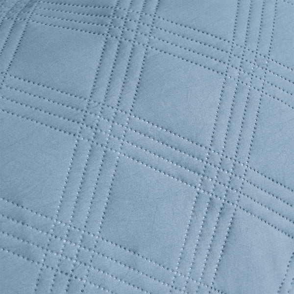 Ardor Carter Embossed Vintage Wash Geometric Quilt Doona Duvet Cover Blue Queen