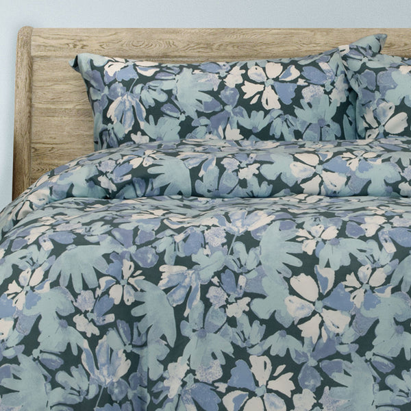 Ardor Eadie Floral Printed Quilt Doona Duvet Cover Set Teal Queen