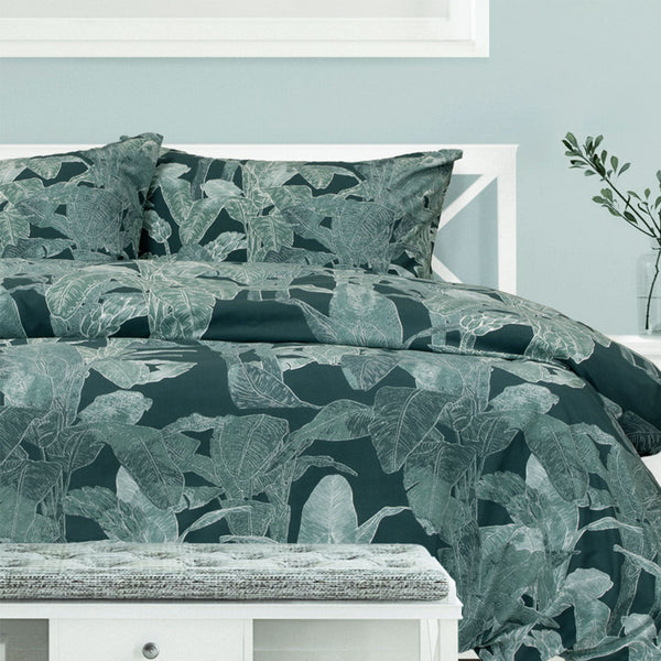 Ardor Indra Palm Tree Leaf Printed Quilt Doona Duvet Cover Set Teal King