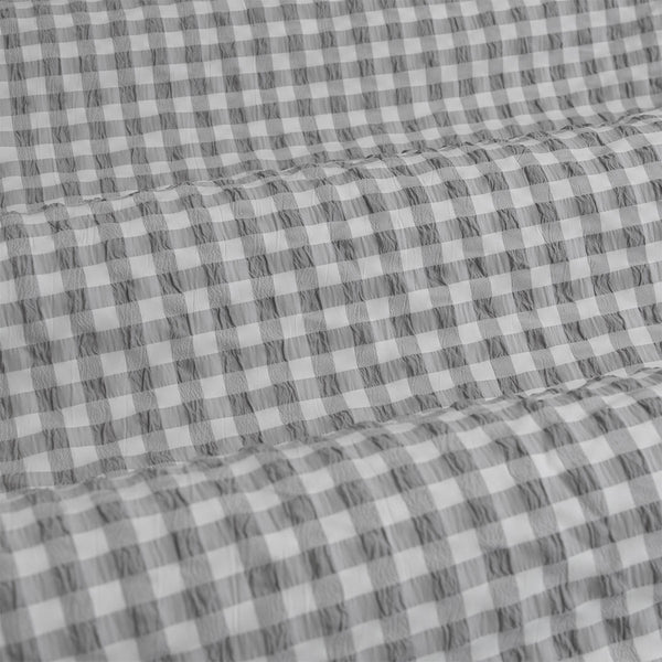 Ardor Rowe Textured Gingham Seersucker Quilt Doona Duvet Cover Grey King