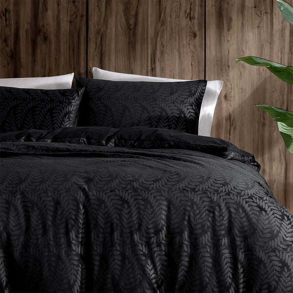 Ardor Rui Embossed Velvet Quilt Doona Duvet Cover Set Queen Black
