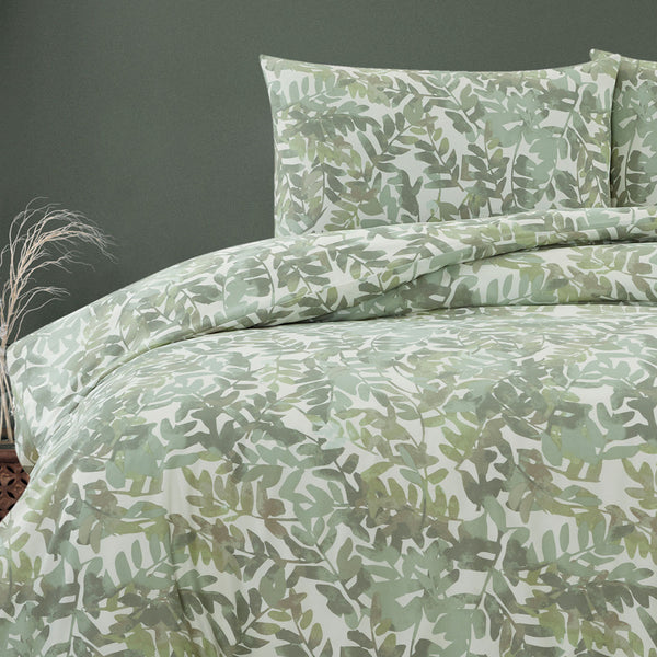 Ardor Solana Foliage Watercolour Print Quilt Doona Duvet Cover Sage Queen