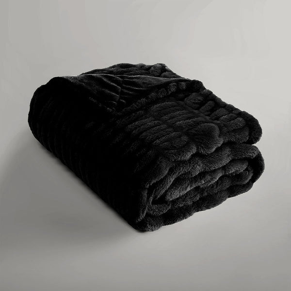 Ardor Clayton Faux Fur Soft Plush Blanket Throw Rug 130 x 170cm Black