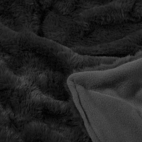 Ardor Clayton Faux Fur Soft Plush Blanket Throw Rug 130 x 170cm Black