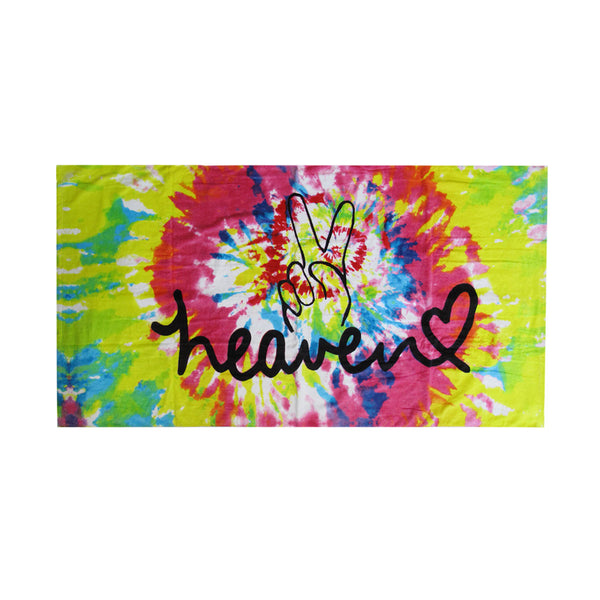 Heaven Peace Tie Dye Cotton Beach Towel 450gsm 80 x 155cm