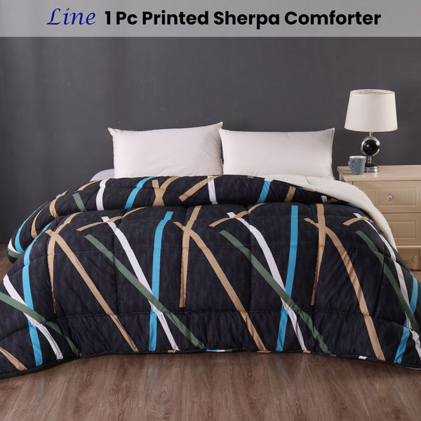 Ramesses Line Microfibre Sherpa Fleece Comforter Bedspread Queen