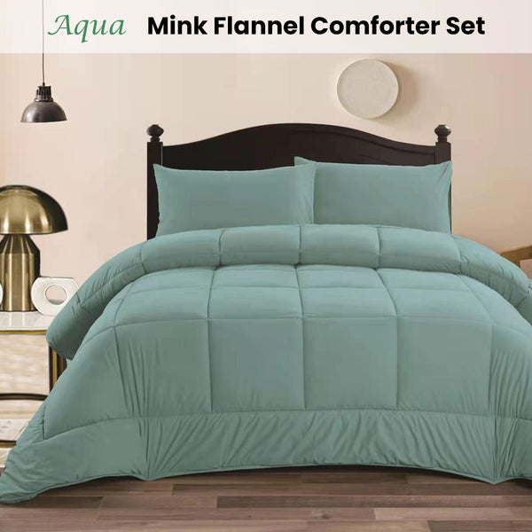 Ramesses 3 Pce Mink Flannel Bedspread Comforter Coverlet Aqua Double