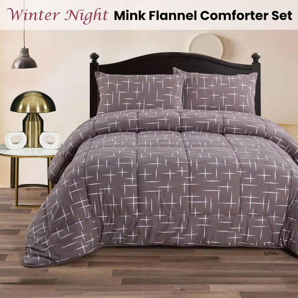 Ramesses 3 Pce Winter Night Mink Flannel Bedspread Comforter Coverlet King