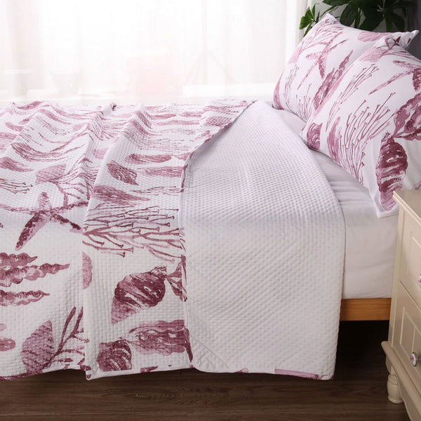 Ramesses 3 Pce Coast Pink Bamboo Blend Reversible Comforter Bedspread King
