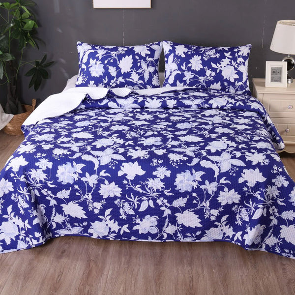 Ramesses 3 Pce Spring Blue Bamboo Blend Reversible Comforter Bedspread King