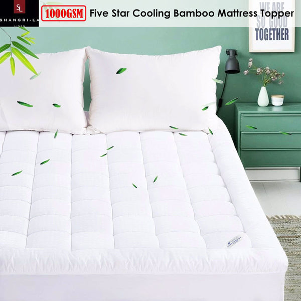 Shangri La 1000GSM Cooling Bamboo Mattress Topper Single