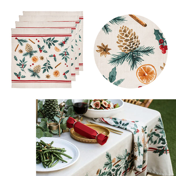 Ladelle Set of 4 Evergreen Cotton Napkins 45 x 45cm