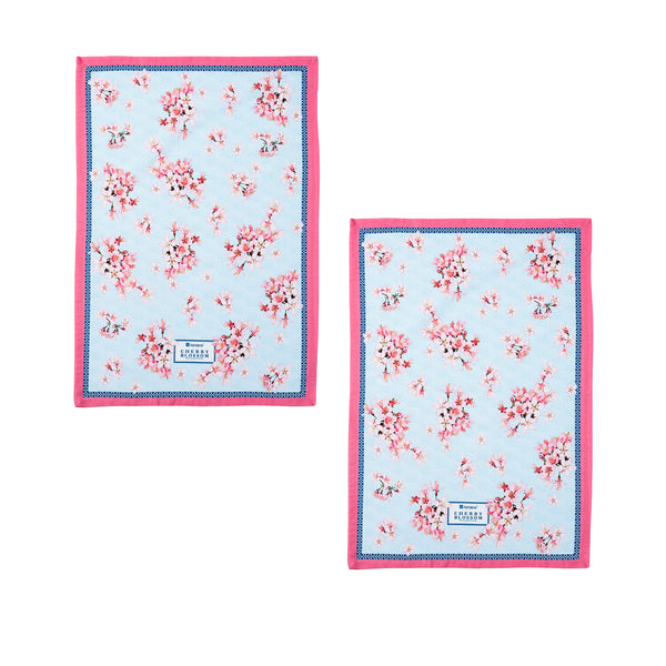 Ashdene Set of 2 Cherry Blossom Cotton Kitchen Tea Towels 50 x 70cm