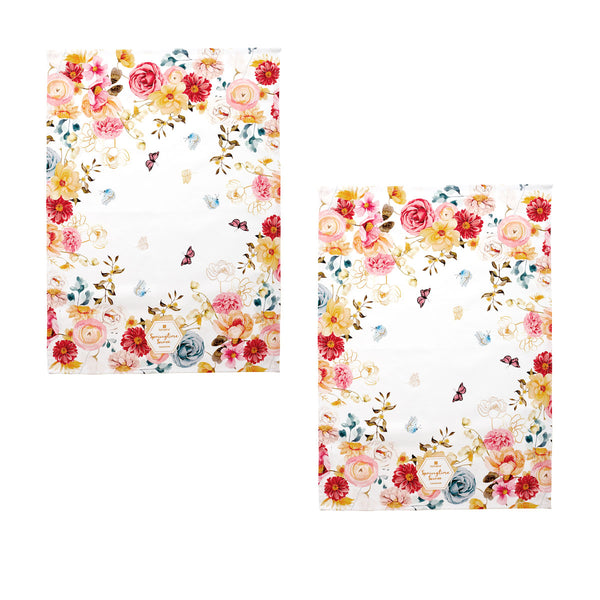 Ashdene Set of 2 Springtime Soiree Cotton Kitchen Tea Towels 50 x 70cm