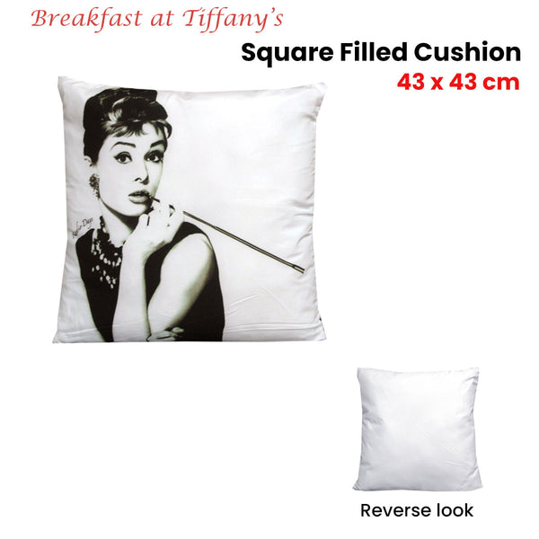 Audrey Hepburn Breakfast at Tiffany's Square Filled Cushion 43cm