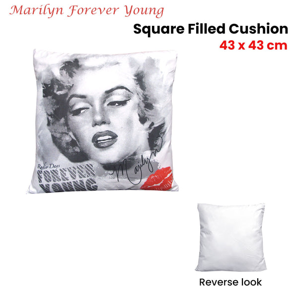 Marilyn Monroe Forever Young Square Filled Cushion 43cm