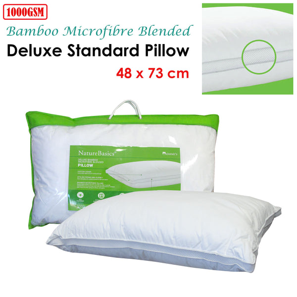 Alastairs 1000GSM Nature Basics Bamboo Microfibre Blend Standard Pillow 48 x 73cm