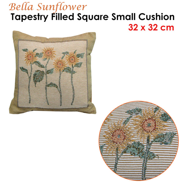Rapee Bella Sunflower Floral Tapestry Filled Cushion Brown 32cm
