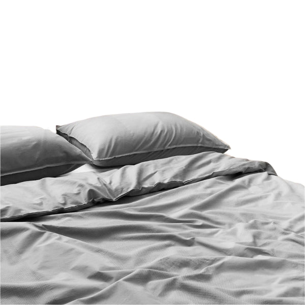 Dickies Cotton Waffle Texture Quilt Doona Duvet Cover Set Grey Queen